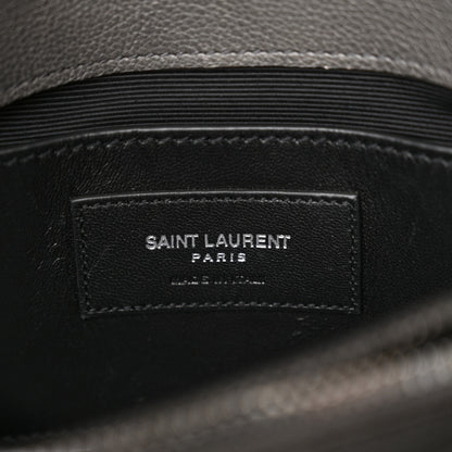 Saint Laurent Sheepskin Matelasse Chevron Monogram Medium College Bag Light Coal 6 of 12