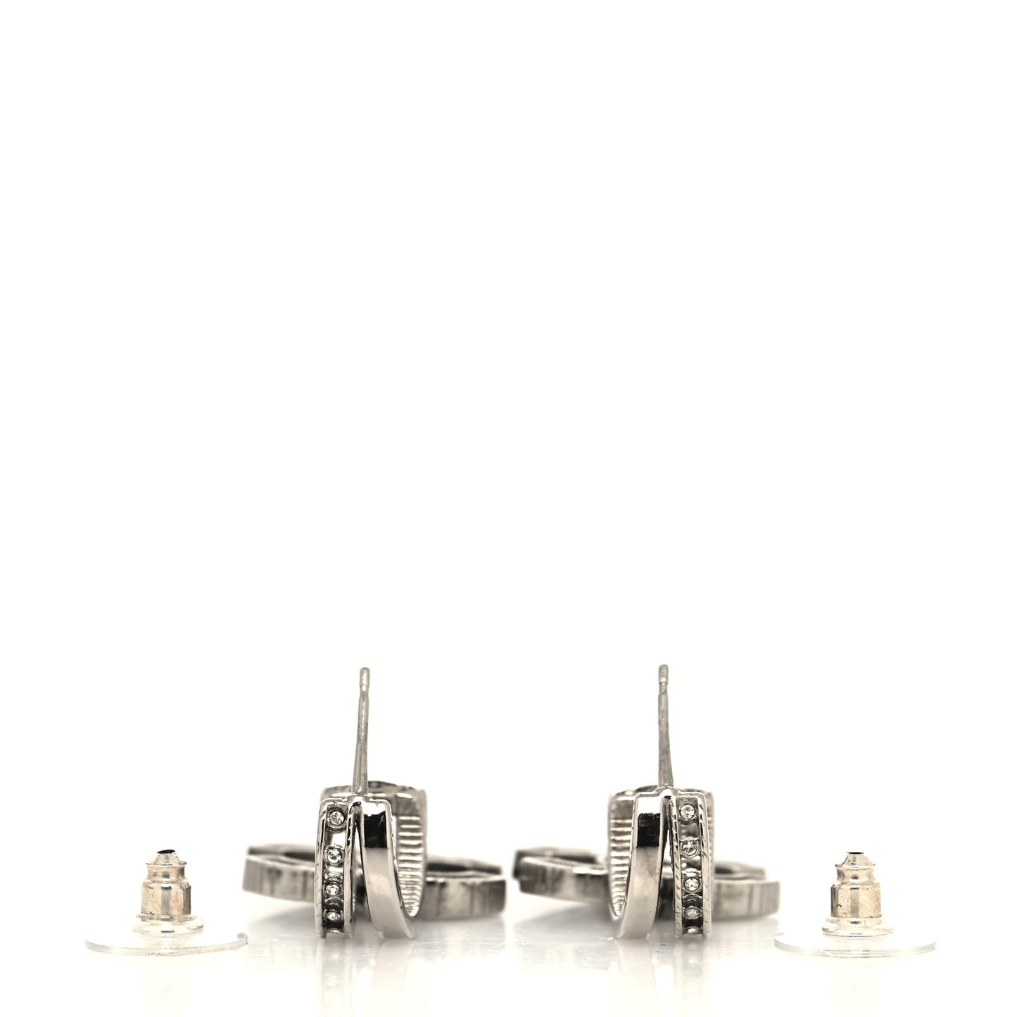 Crystal CC Drop Earrings Silver