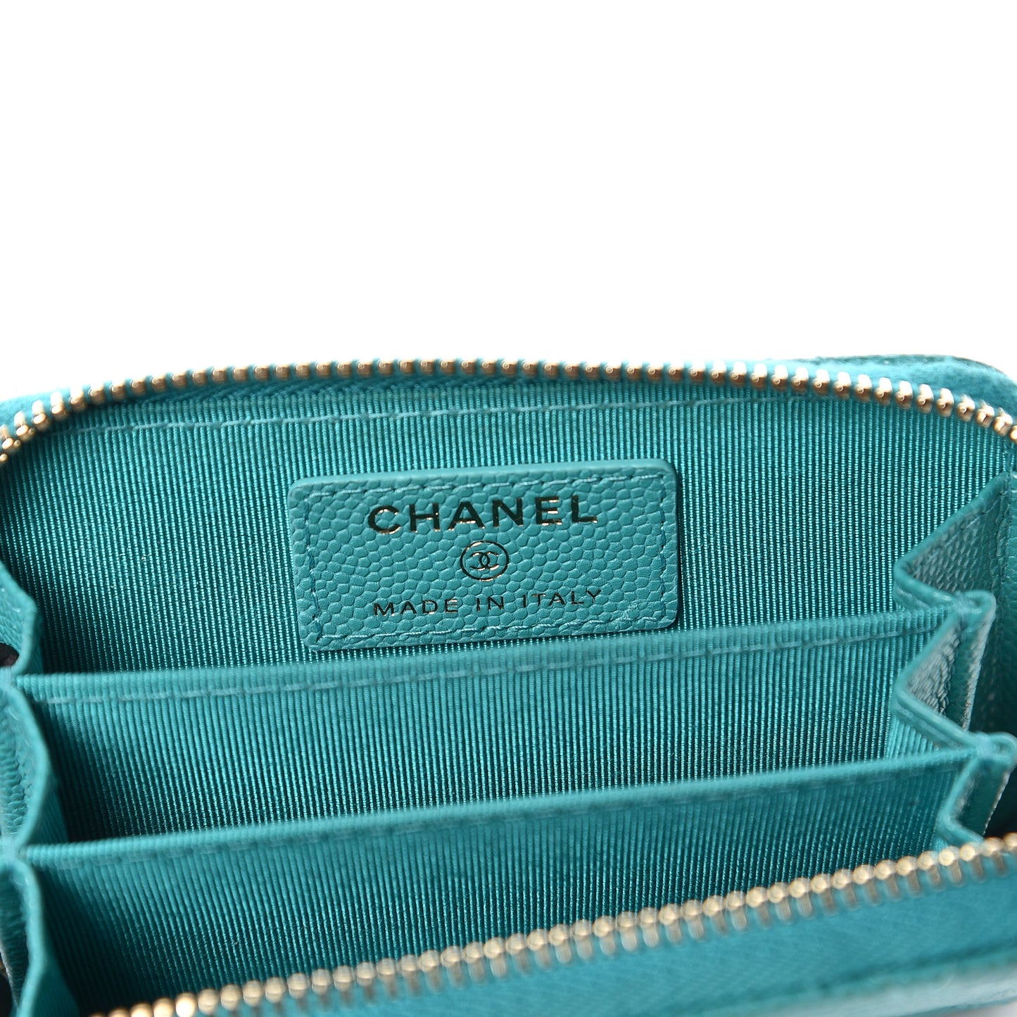 Caviar Quilted Zip Coin Purse Turquoise