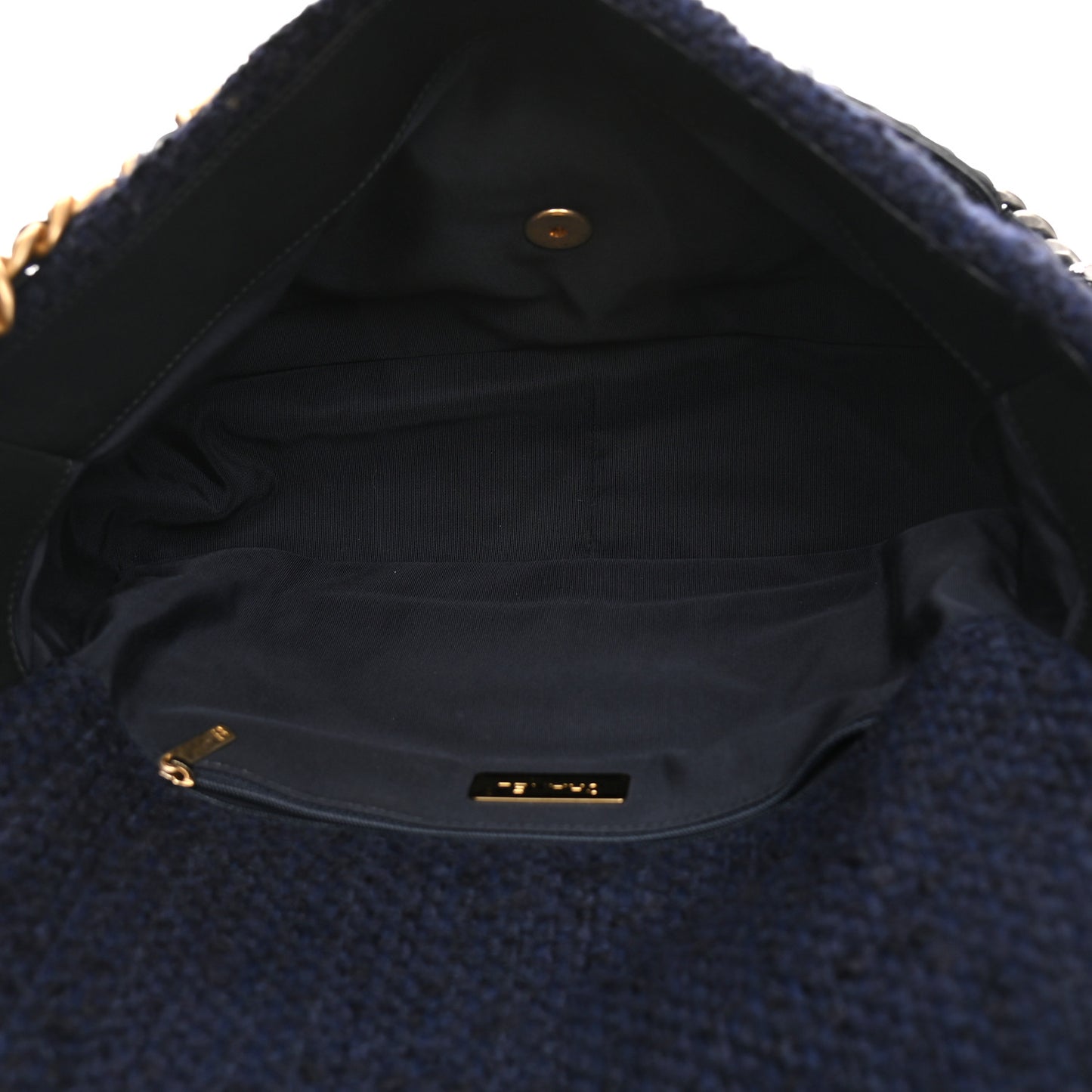 Tweed Quilted Maxi Chanel 19 Flap Navy