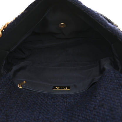 Chanel Tweed Quilted Maxi Chanel 19 Flap Navy 5 of 10