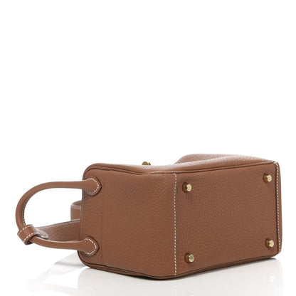 Hermes Taurillon Clemence Mini Lindy 20 Gold 4 of 11