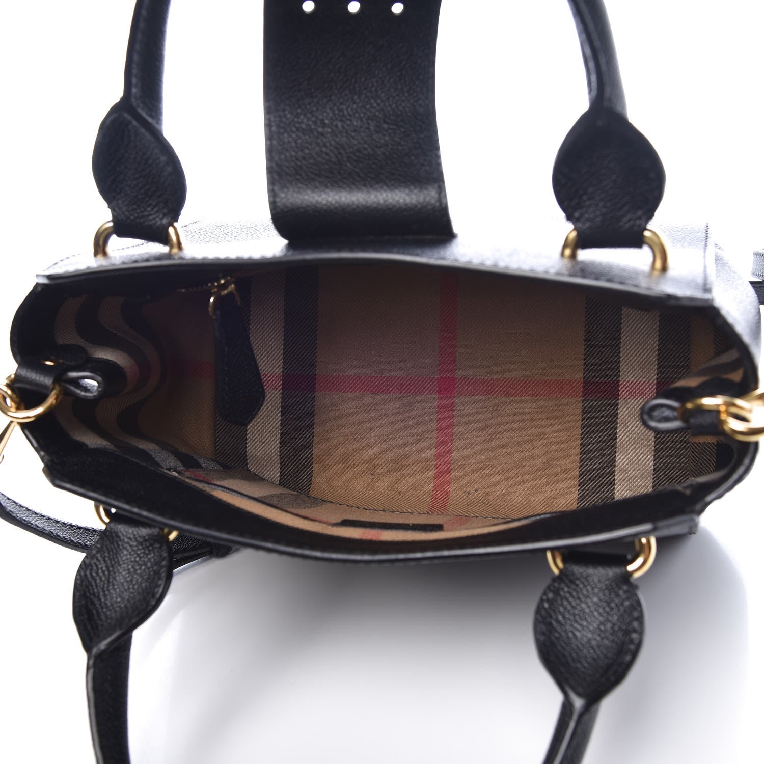Burberry Soft Grain Calfskin Small Buckle Tote Black 6 of 9