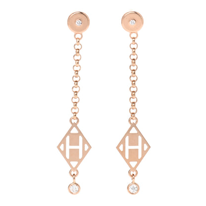 Hermes 18K Rose Gold Diamond Gambade Earrings 1 of 7