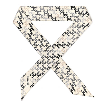 Chanel Silk CC Slim Bandeau Scarf Ecru Multicolor 1 of 4