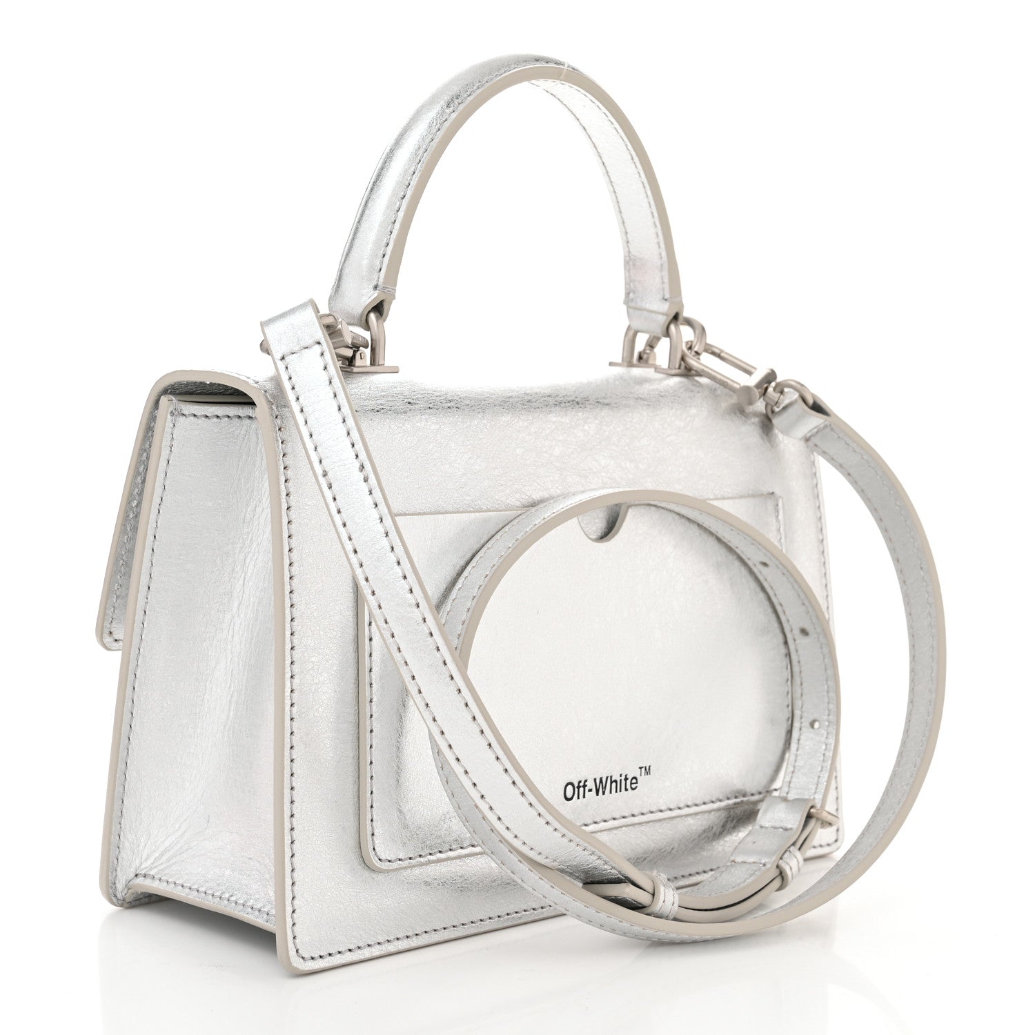 Off-White Metallic Calfskin Jitney 1.4 Shoulder Bag Silver 2 of 11