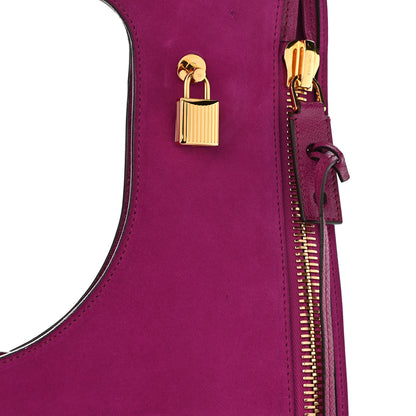 Tom Ford Suede Large Alix Padlock Zip Shoulder Bag Fuchsia 9 of 11