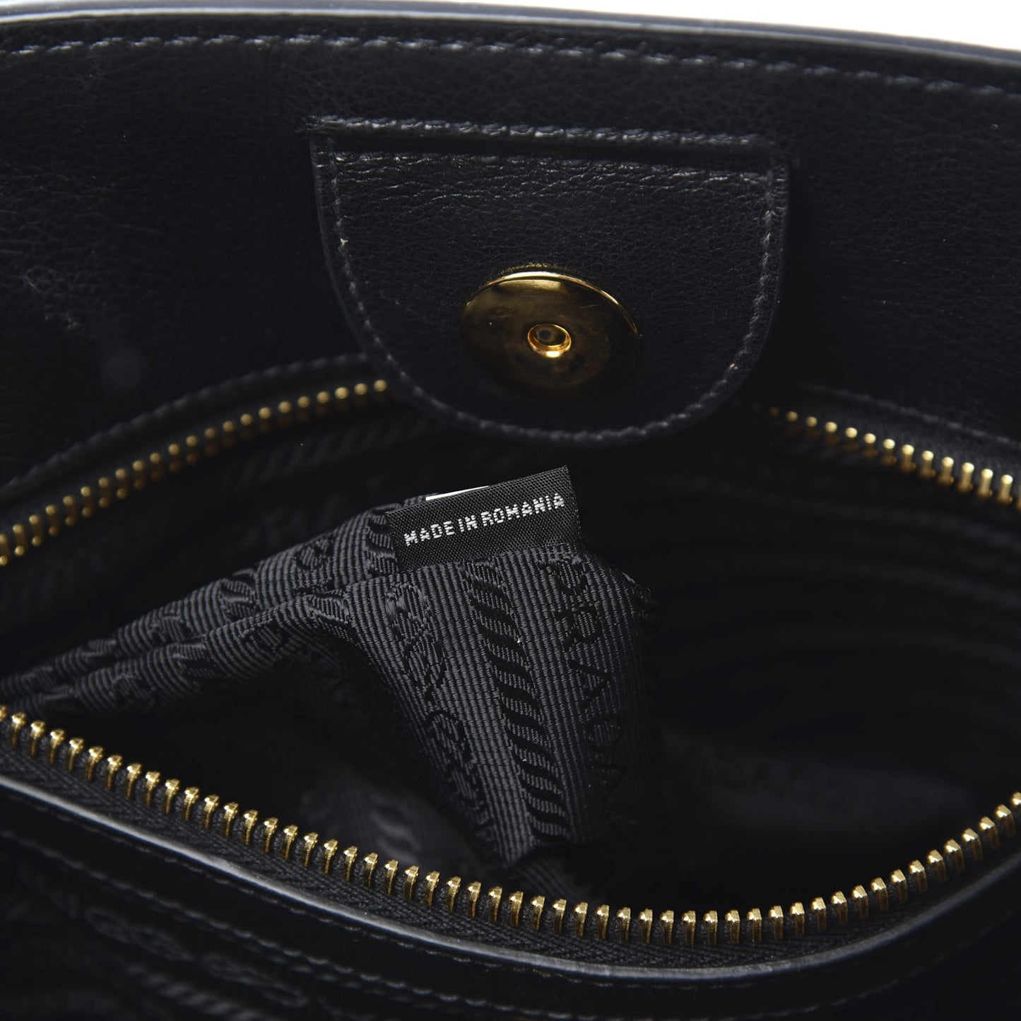 Glace Calf Small Twin Pocket Tote Black