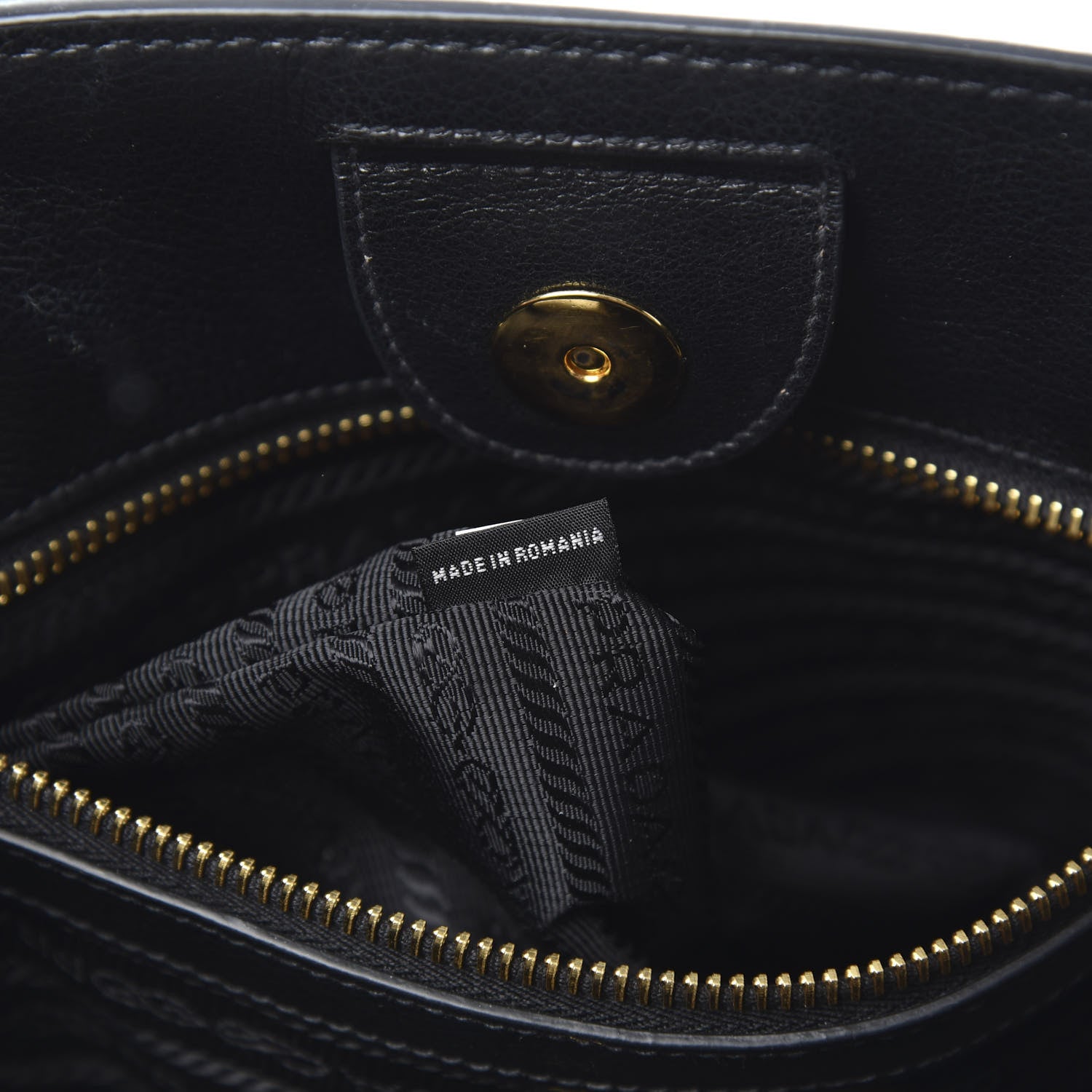 Prada Glace Calf Small Twin Pocket Tote Black 7 of 11