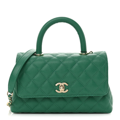 Chanel Caviar Quilted Mini Coco Handle Flap Green 1 of 9