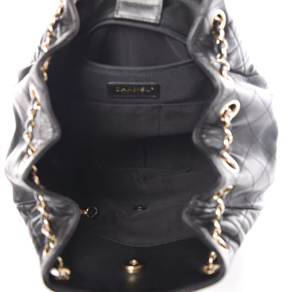 Chanel Lambskin Quilted Large Drawstring Bag Black 5 of 10