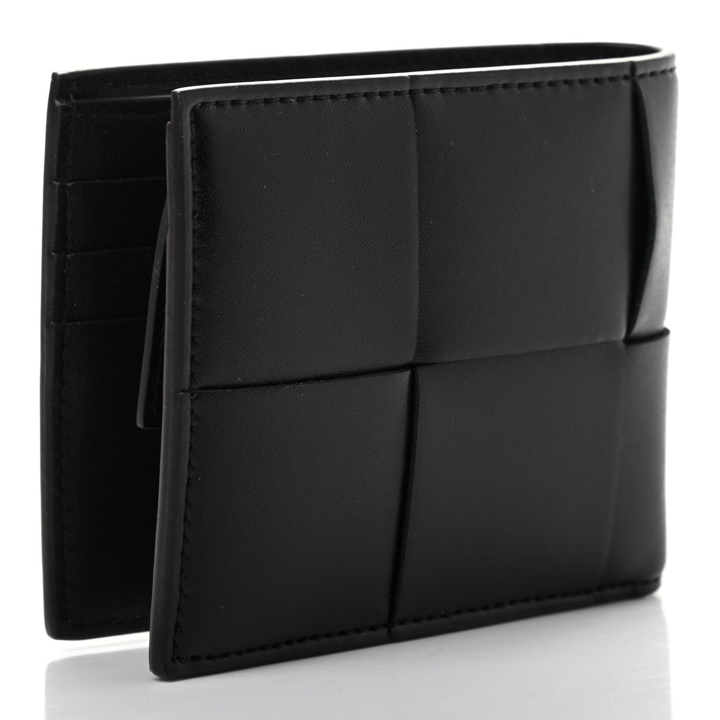 Calfskin Intrecciato Bi-Fold Wallet Black