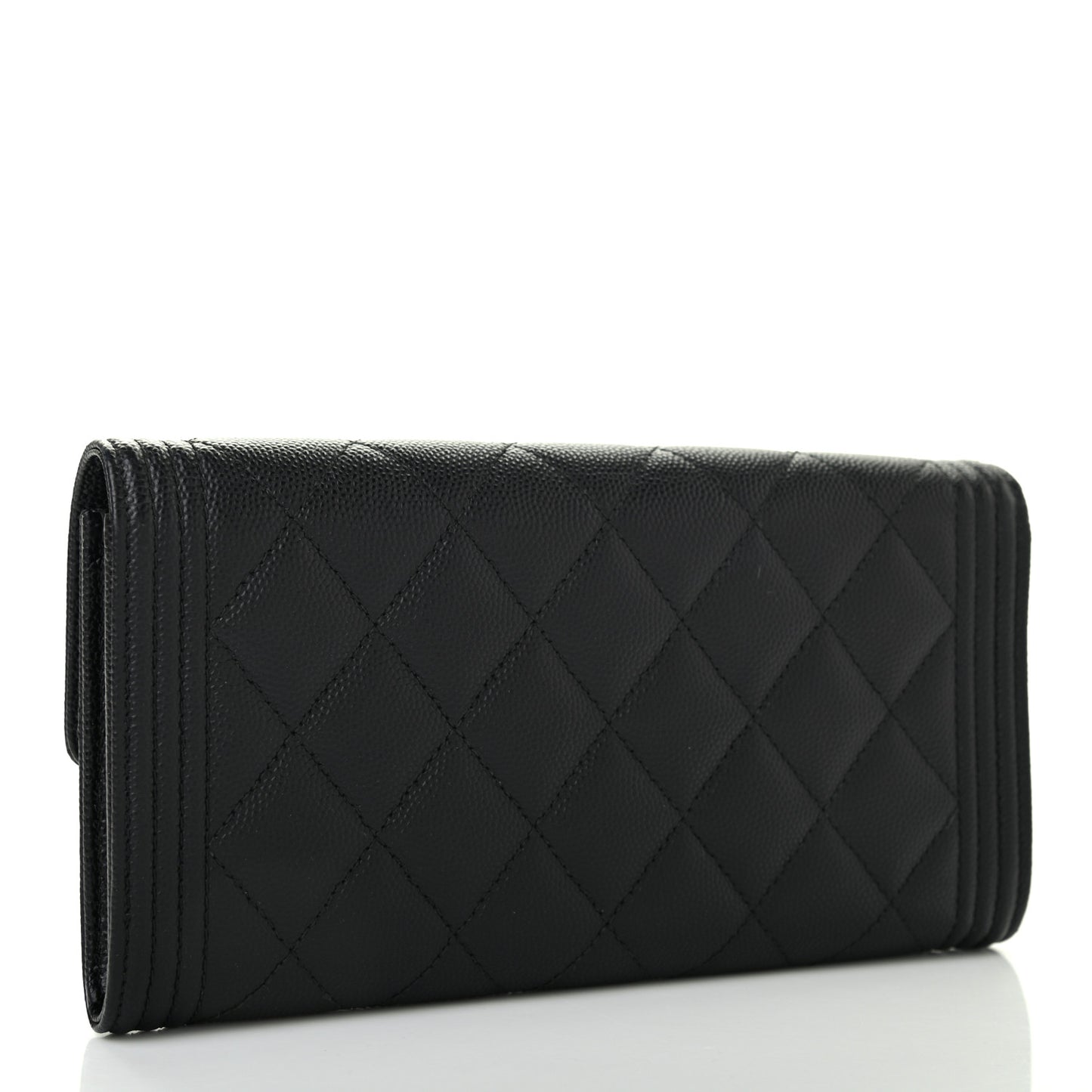 Caviar Quilted Long Boy Flap Wallet Black