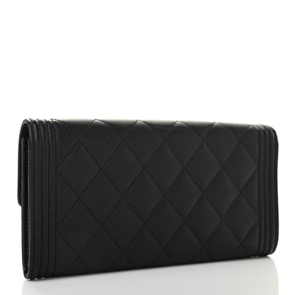 Chanel Caviar Quilted Long Boy Flap Wallet Black 3 of 8