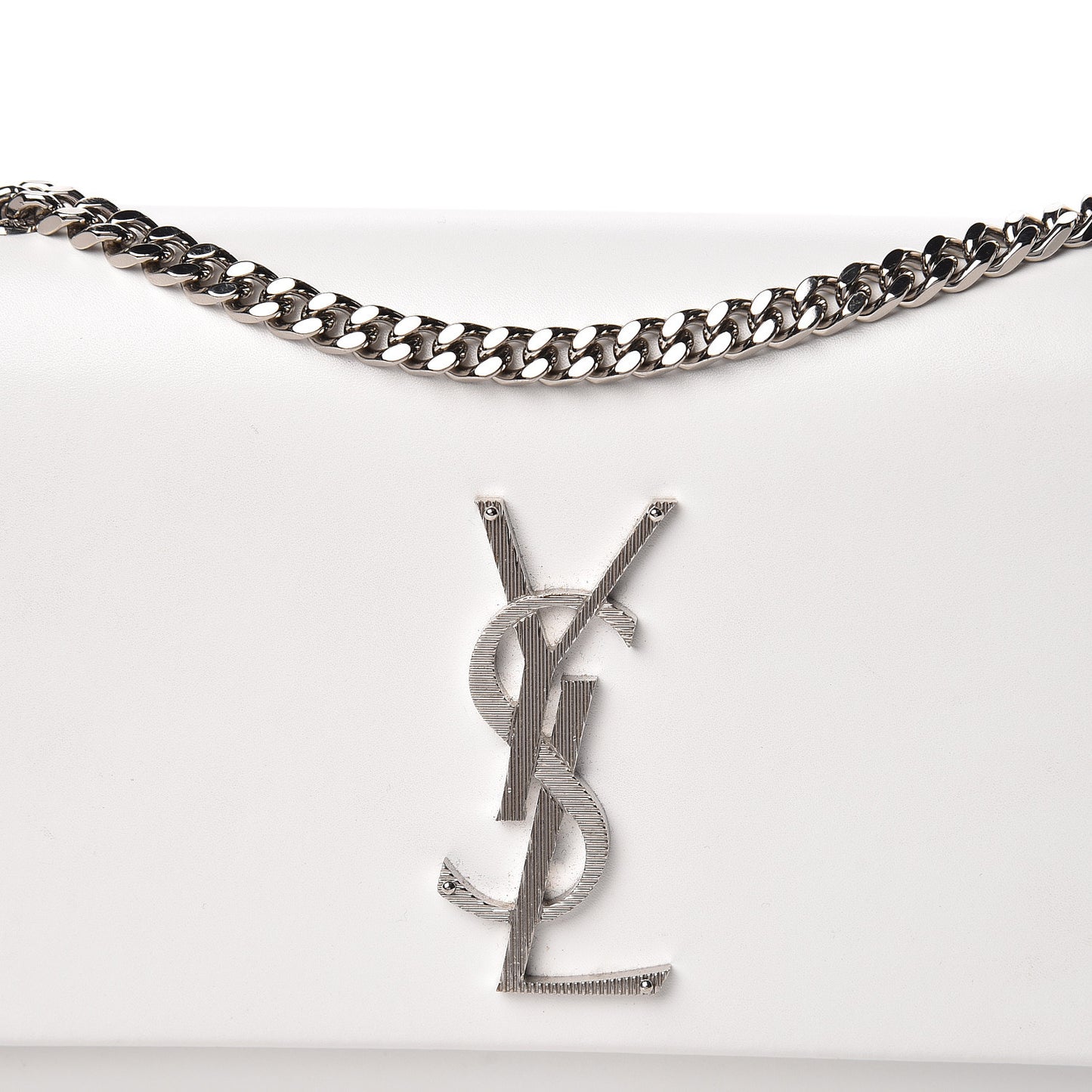 Smooth Calfskin Small Monogram Kate Satchel Optical White