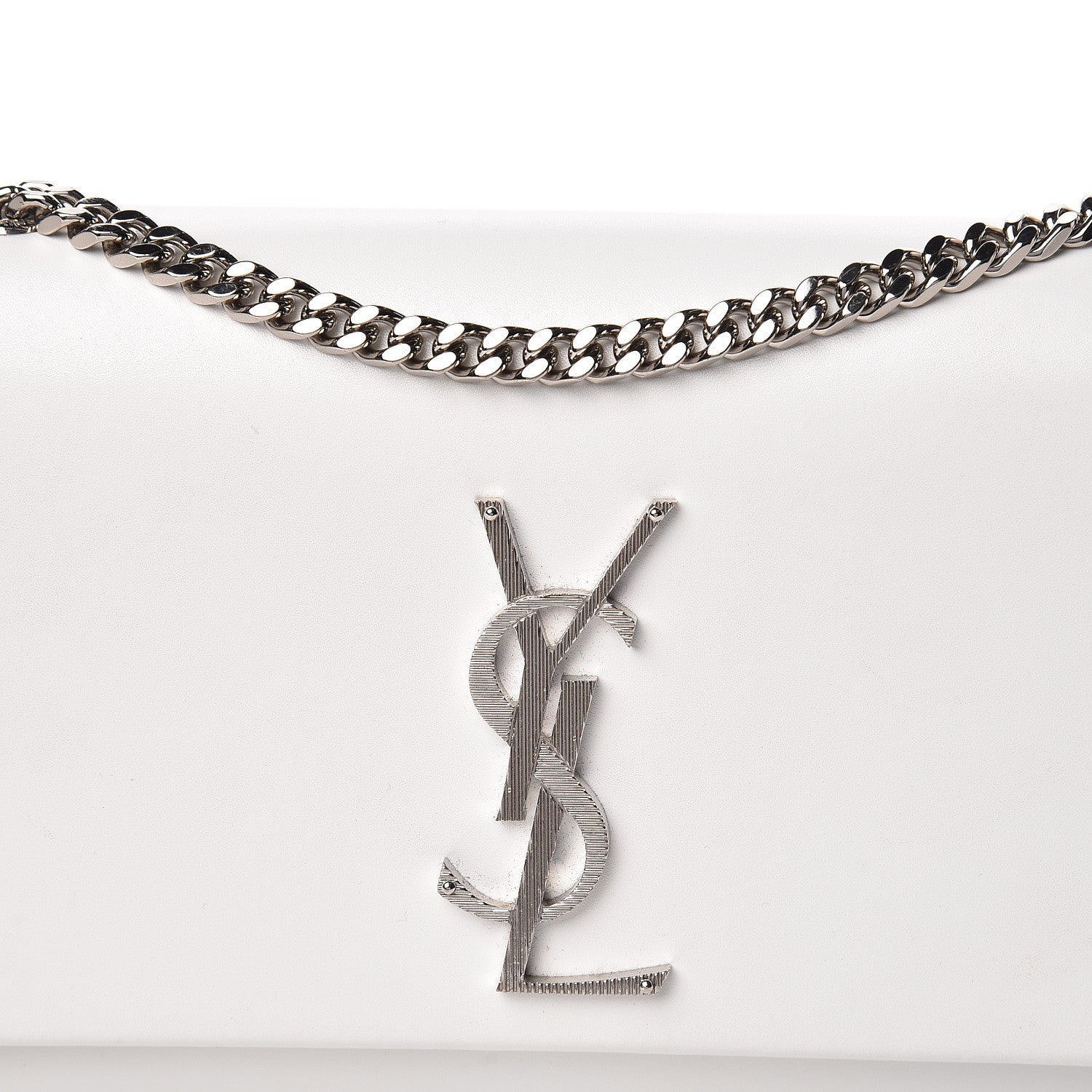 Saint Laurent Smooth Calfskin Small Monogram Kate Satchel Optical White 9 of 15