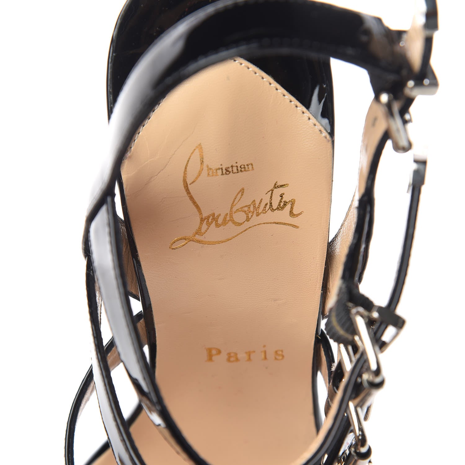 Christian Louboutin Patent Funky 120 Cage Sandals 37.5 Black 7 of 9