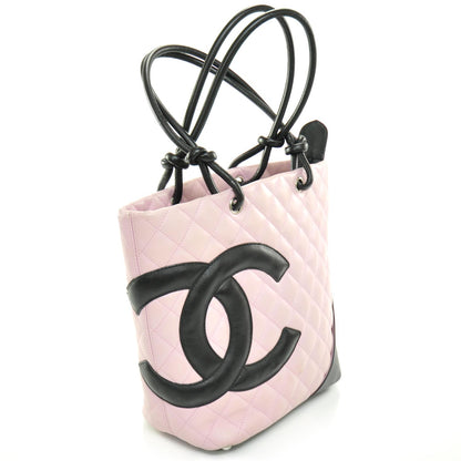 Chanel Calfskin Quilted Medium Cambon Tote Pink Black 3 of 9