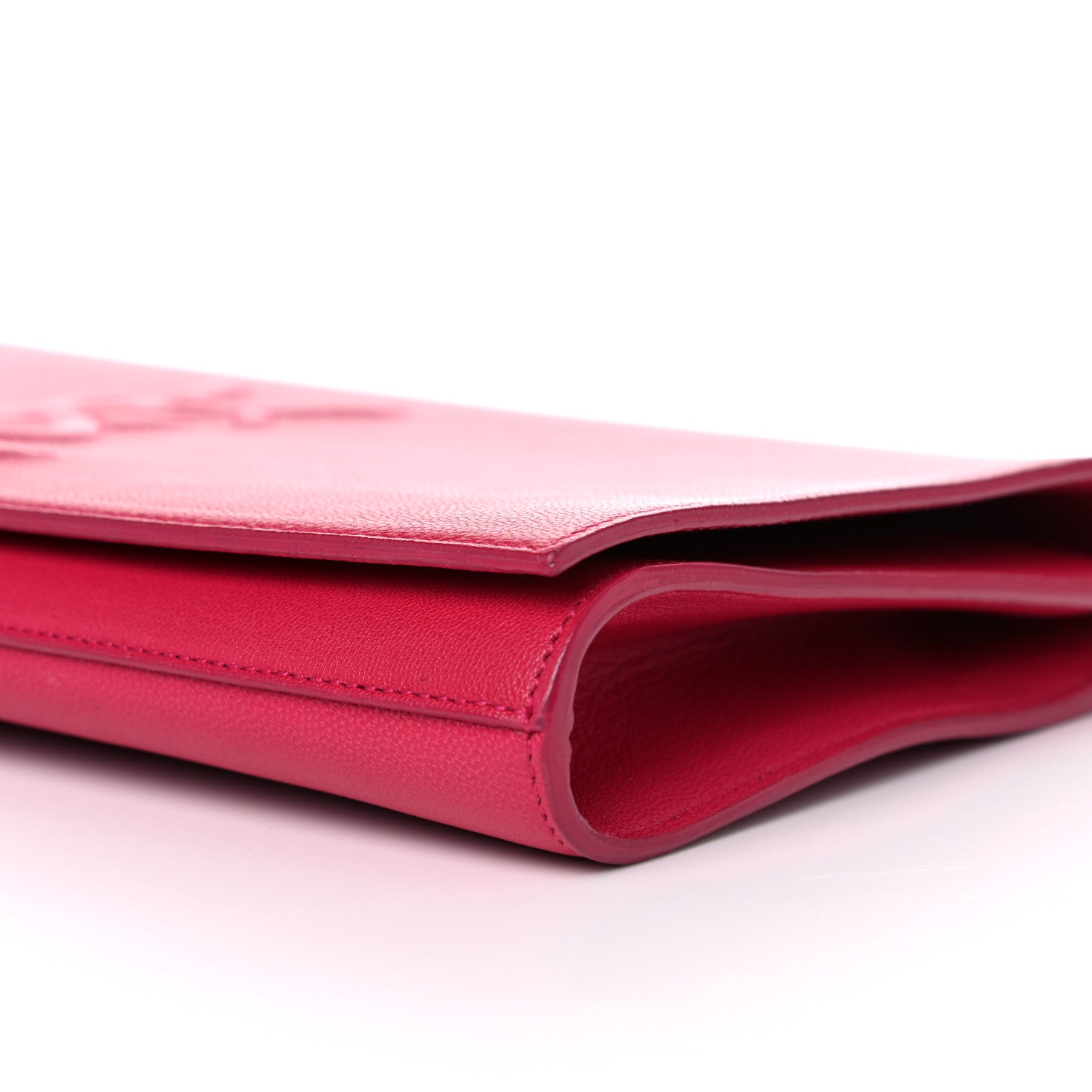 Saint Laurent Calfskin Monogram Large Belle De Jour Clutch Lipstick Fuchsia 9 of 9
