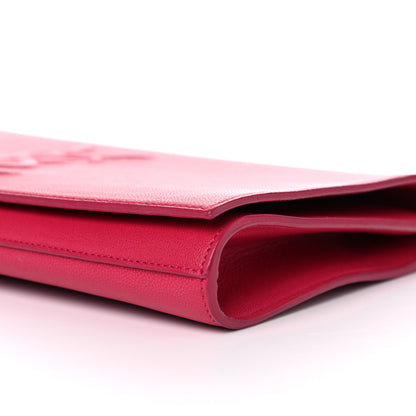 Saint Laurent Calfskin Monogram Large Belle De Jour Clutch Lipstick Fuchsia 9 of 9