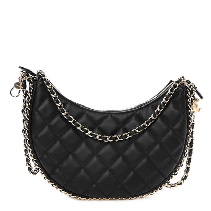 Chanel Lambskin Quilted Small Hobo Bag Black 1 of 9