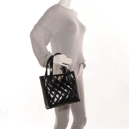 Chanel Glazed Calfskin Quilted Tote Black 2 of 8