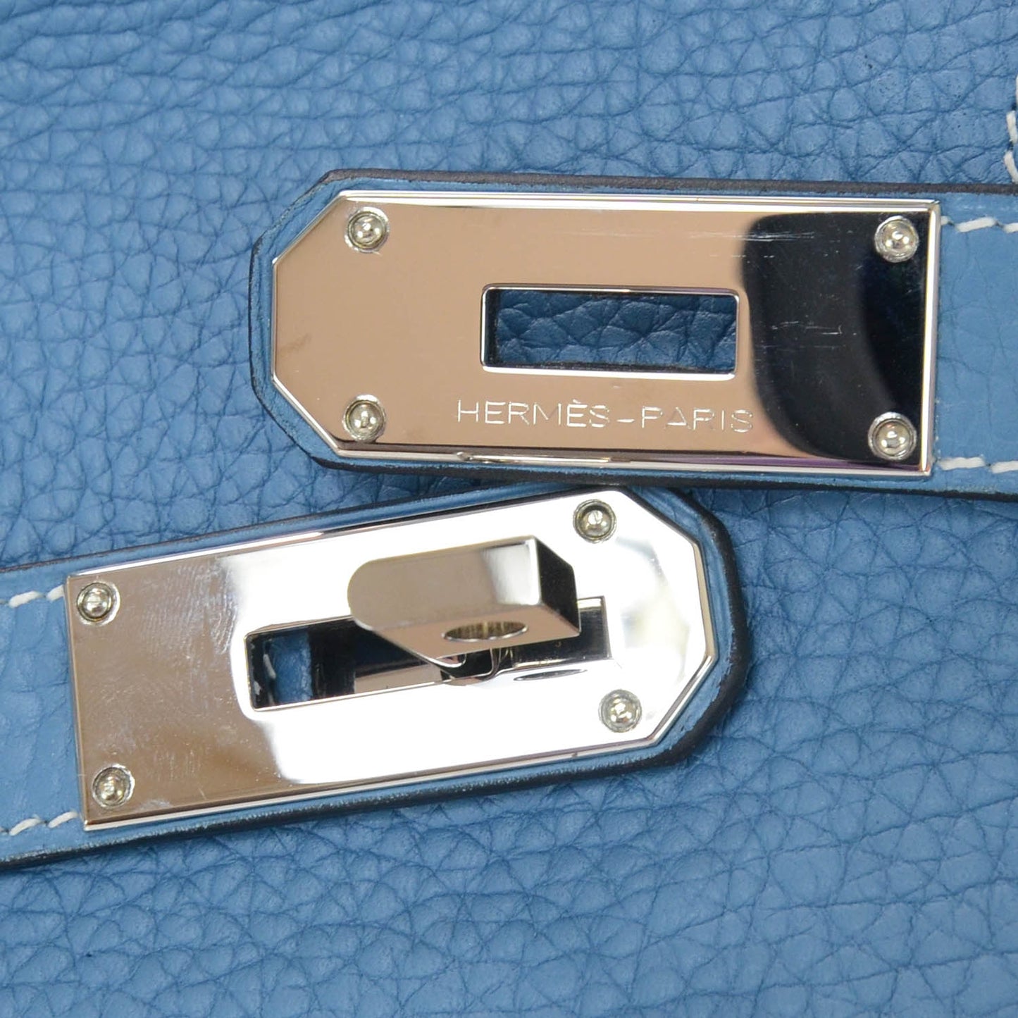 Taurillon Clemence JPG Birkin 42 Blue Jean