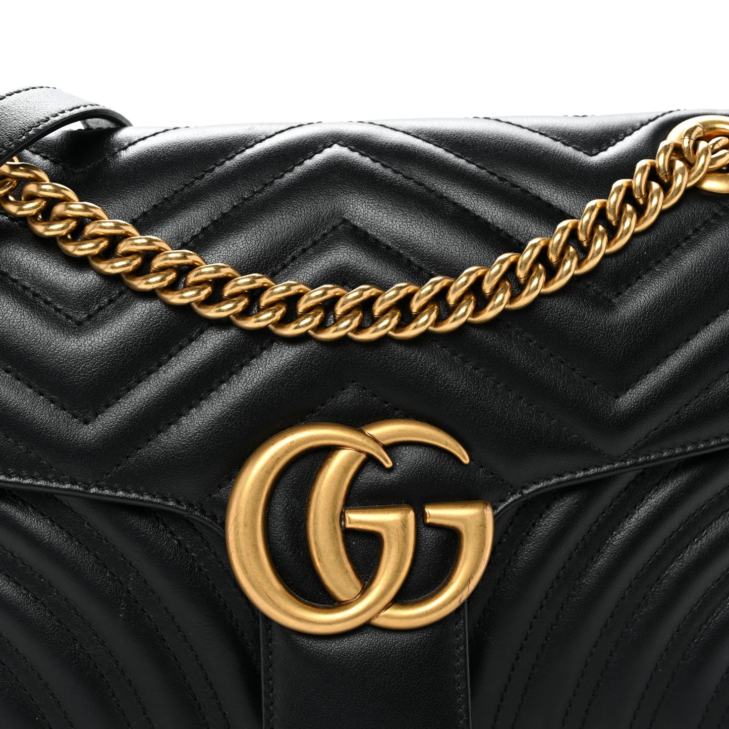 Calfskin Matelasse Small GG Marmont Shoulder Bag Black