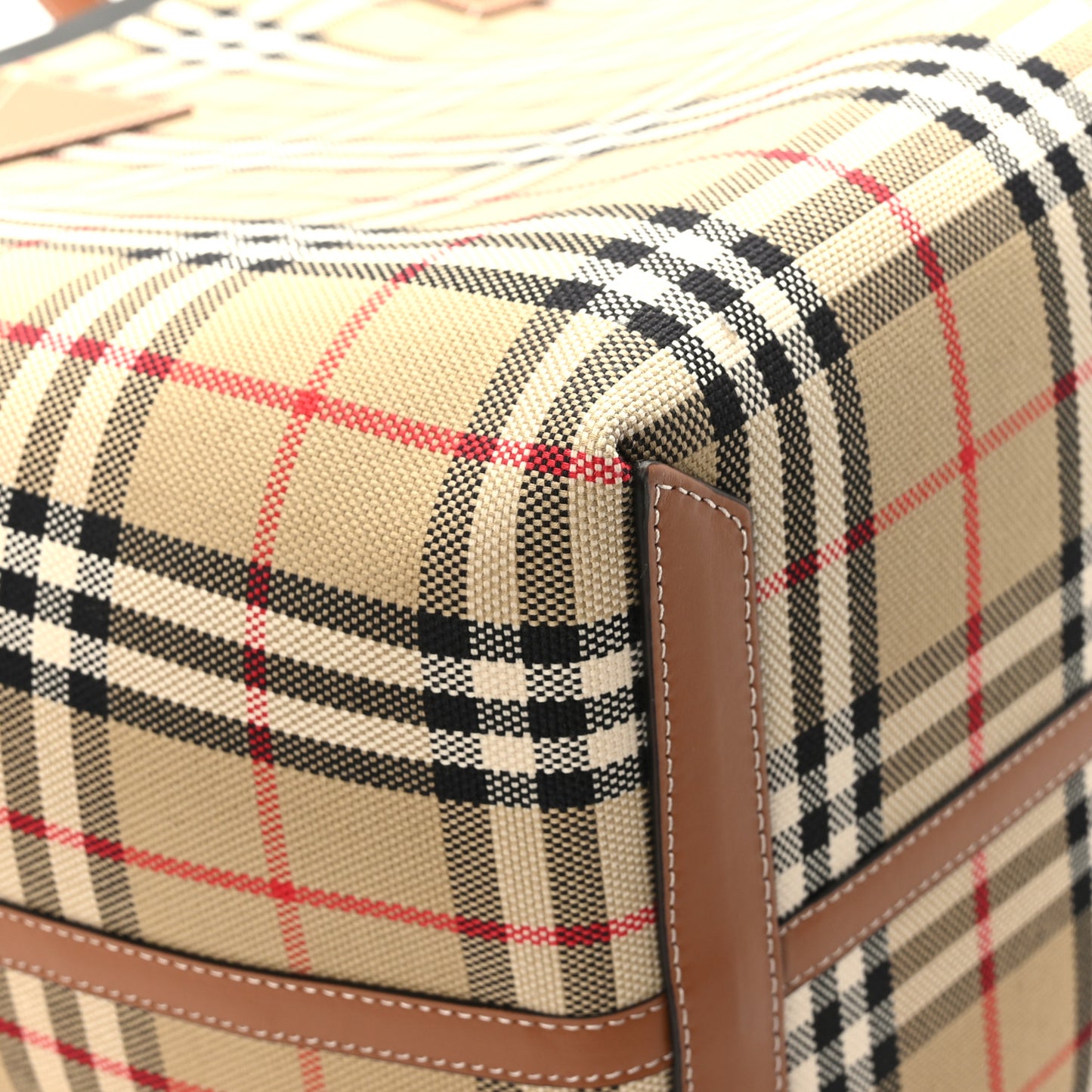 Cotton Vintage Check Medium London Tote Bag Briar Brown Black