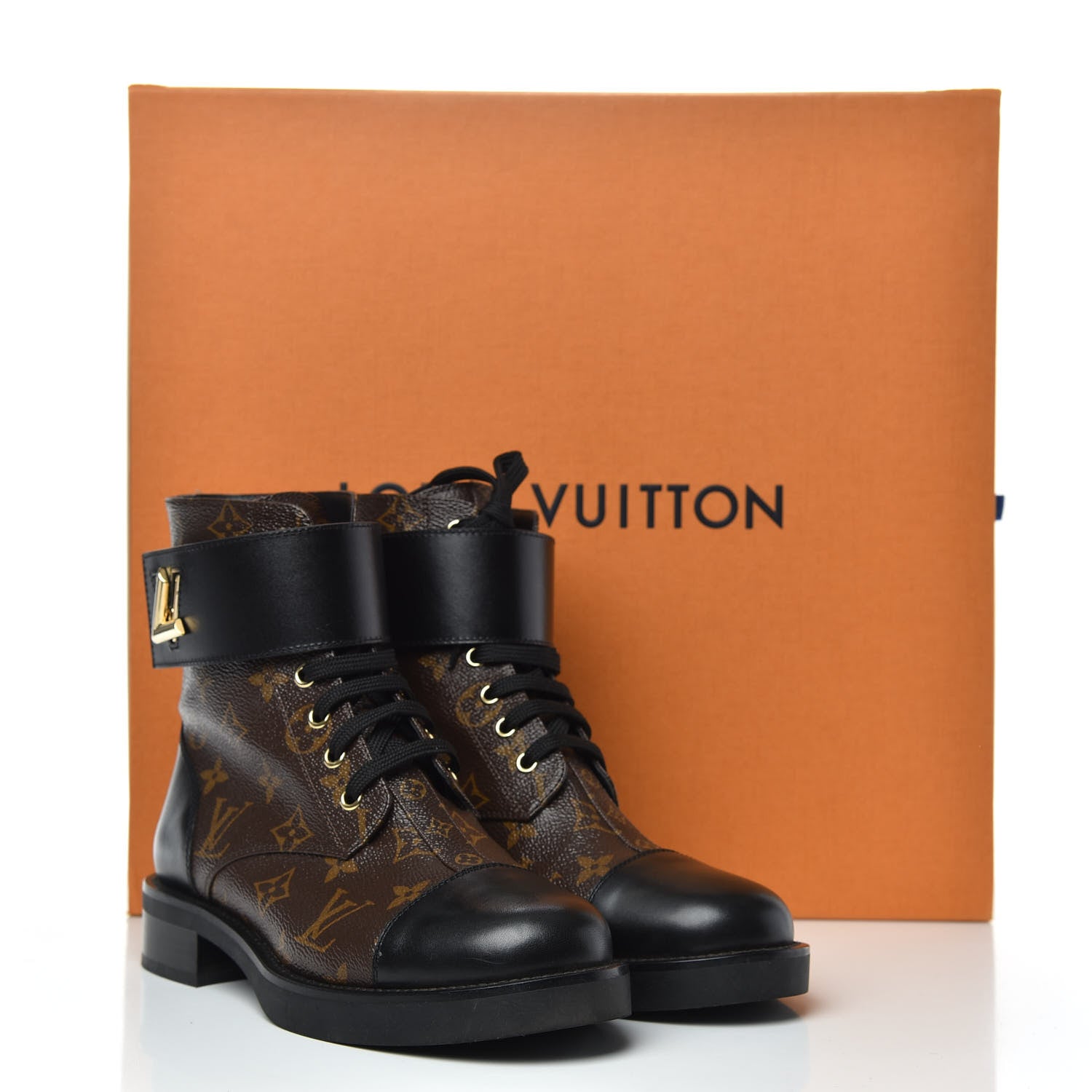 Louis Vuitton Calfskin Monogram Wonderland Flat Ranger Boots 38 Black 8 of 8