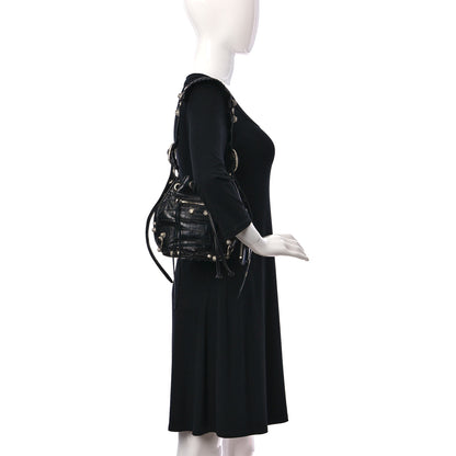 Balenciaga Extra Supple Calfskin Crystal Crocodile Embossed Le Cagole Bucket Bag XS Black 2 of 9
