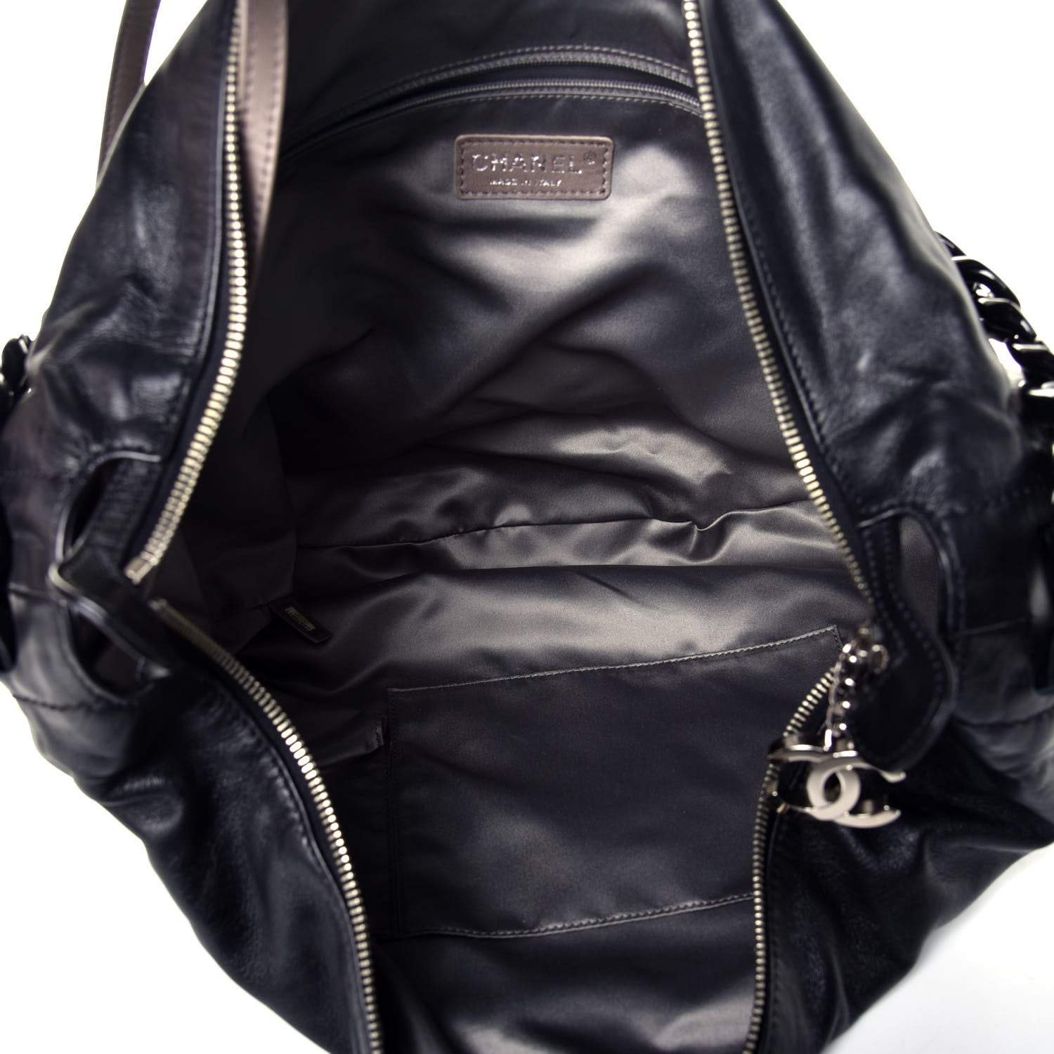 Chanel Calfskin Modern Chain Rhodoid Hobo Black 5 of 9