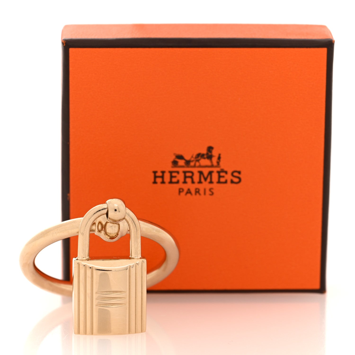 Hermes Permabrass Loop Charms Cadenas Scarf Ring Gold 4 of 4