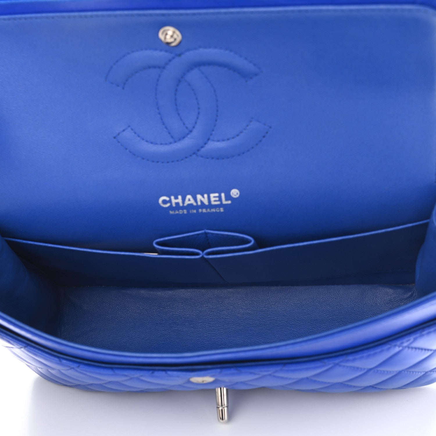 Chanel Lambskin Quilted Medium Double Flap Blue 10 of 15