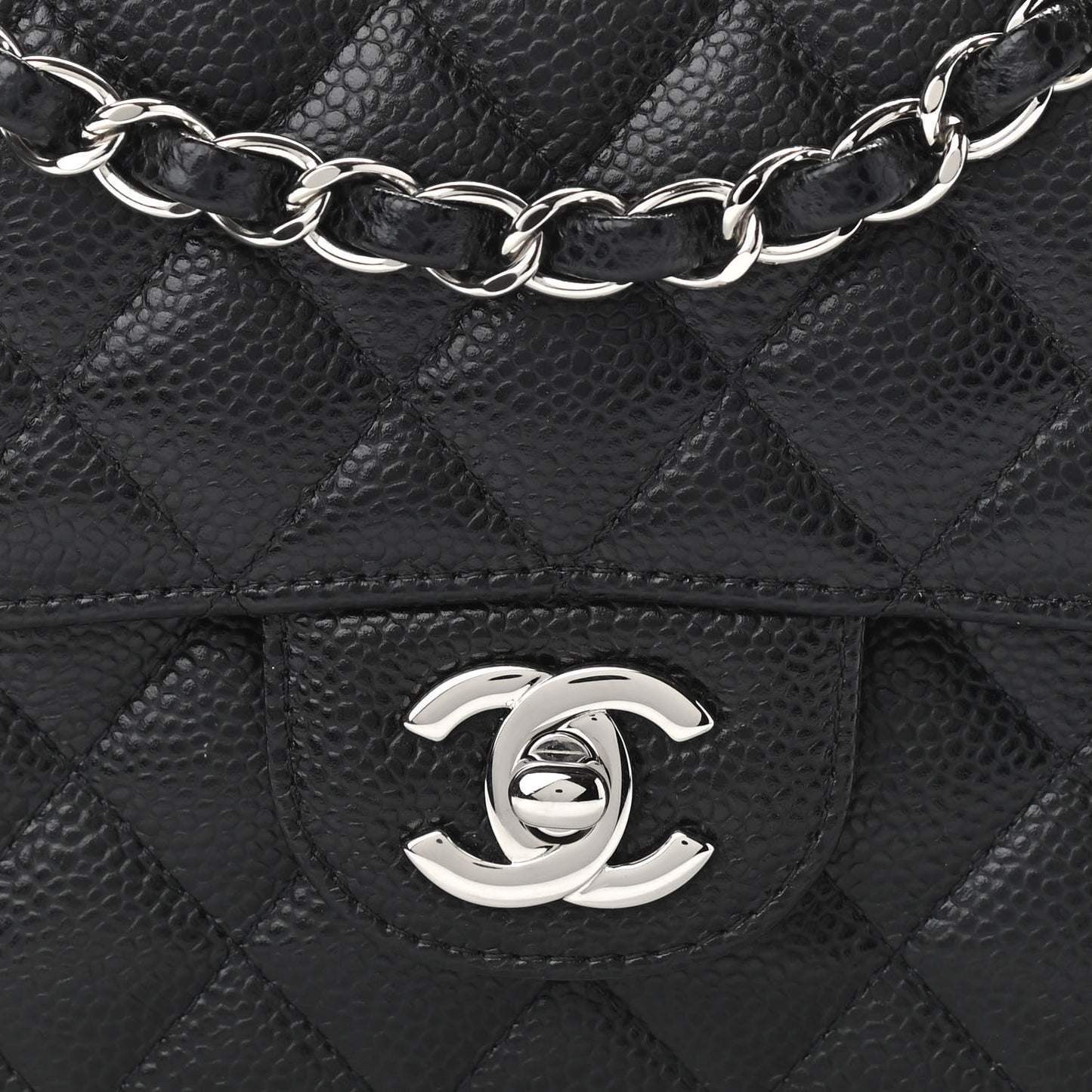 Caviar Quilted Medium Double Flap Black