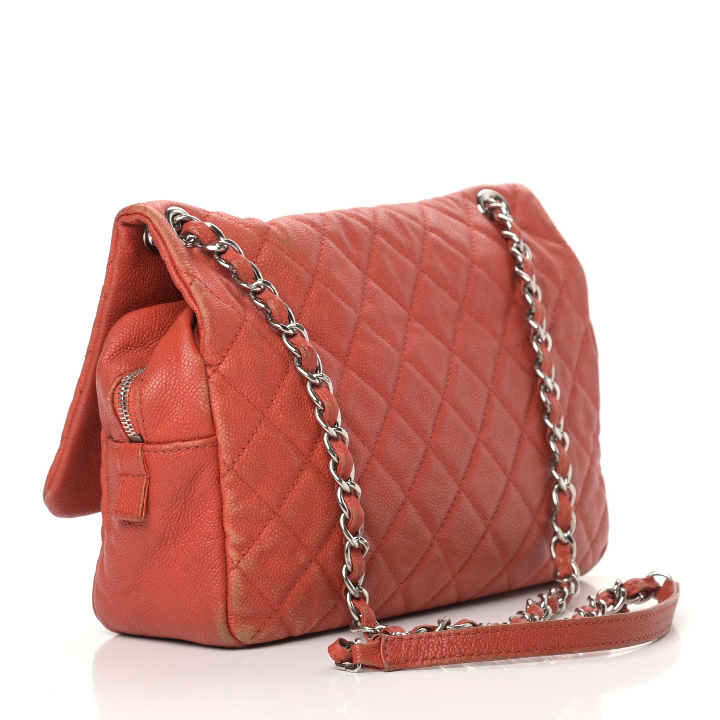 Caviar Quilted Medium Casual Journey Flap Red