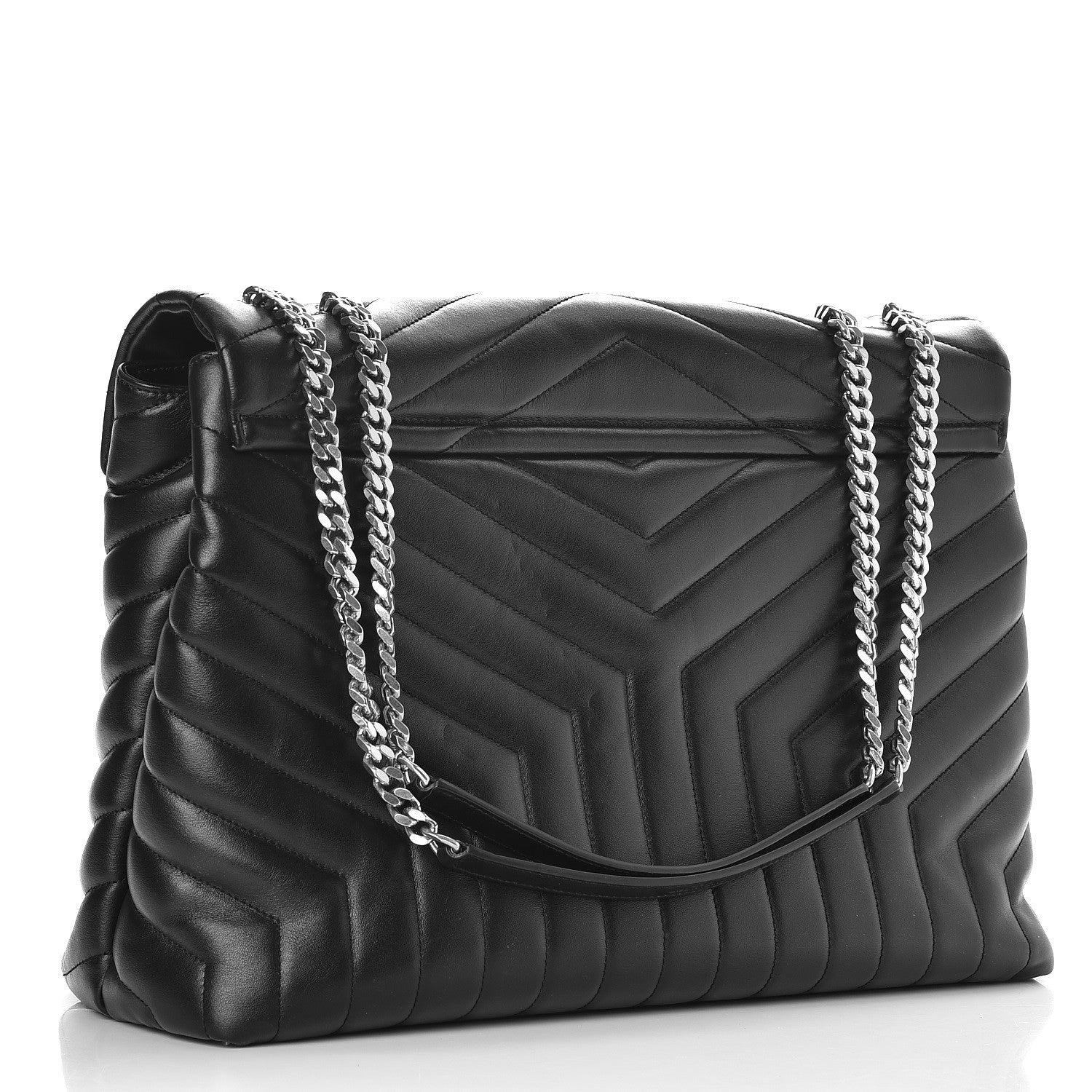 Saint Laurent Calfskin Y Quilted Monogram Large Loulou Chain Satchel Black 3 of 9