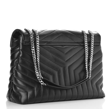 Saint Laurent Calfskin Y Quilted Monogram Large Loulou Chain Satchel Black 3 of 9