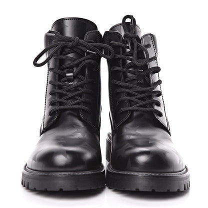 Valentino Garavani Calfskin Hologram Star Print Combat Boots 40 Black 2 of 11