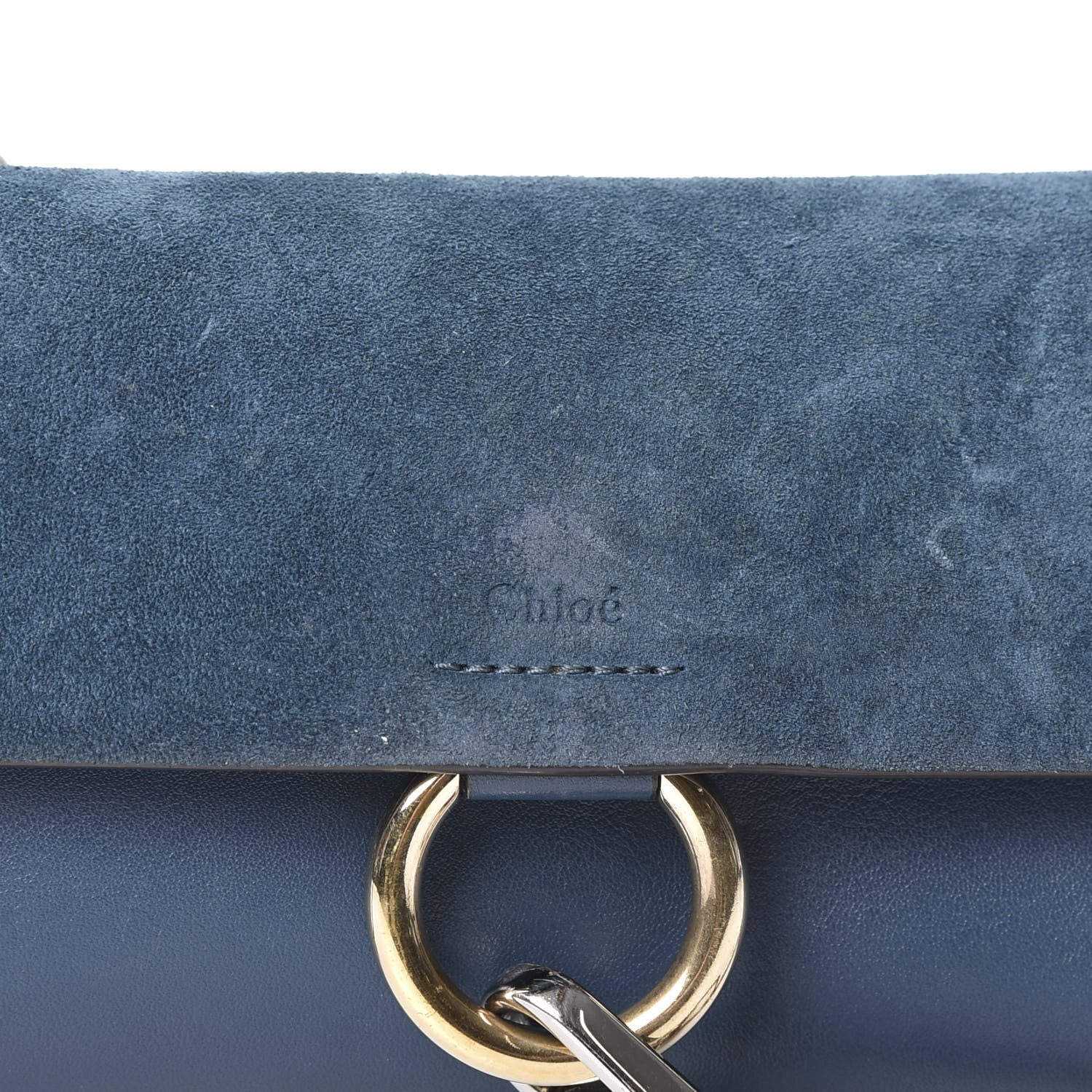Chloe Suede Calfskin Mini Faye Shoulder Bag Majolica Blue 10 of 10