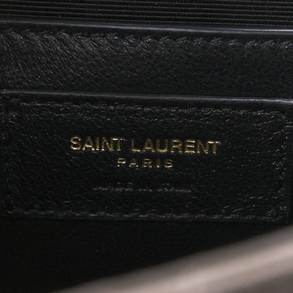 Saint Laurent Grain De Poudre Textured Mixed Matelasse Triquilt Small Monogram Satchel Greyish Brown 6 of 11