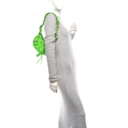 Balenciaga Extra Supple Calfskin Crocodile Embossed Le Cagole Shoulder Bag XS Acid Green 2 of 11