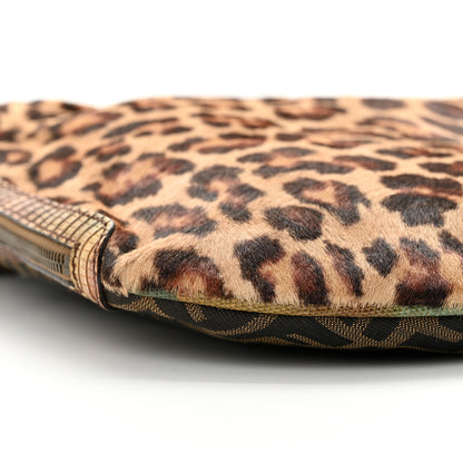 Fendi Zucca Calf Hair Leopard Lizard Oyster Tobacco Beige Multicolor 8 of 11
