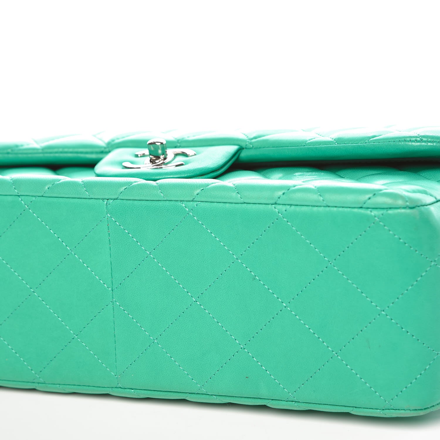 Chanel Lambskin Quilted Jumbo Double Flap Green 13 of 13