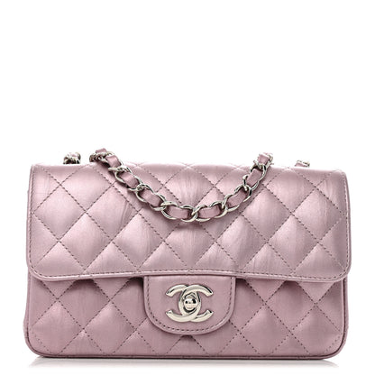 Chanel Metallic Calfskin Quilted Mini Rectangular Flap Pink 1 of 12