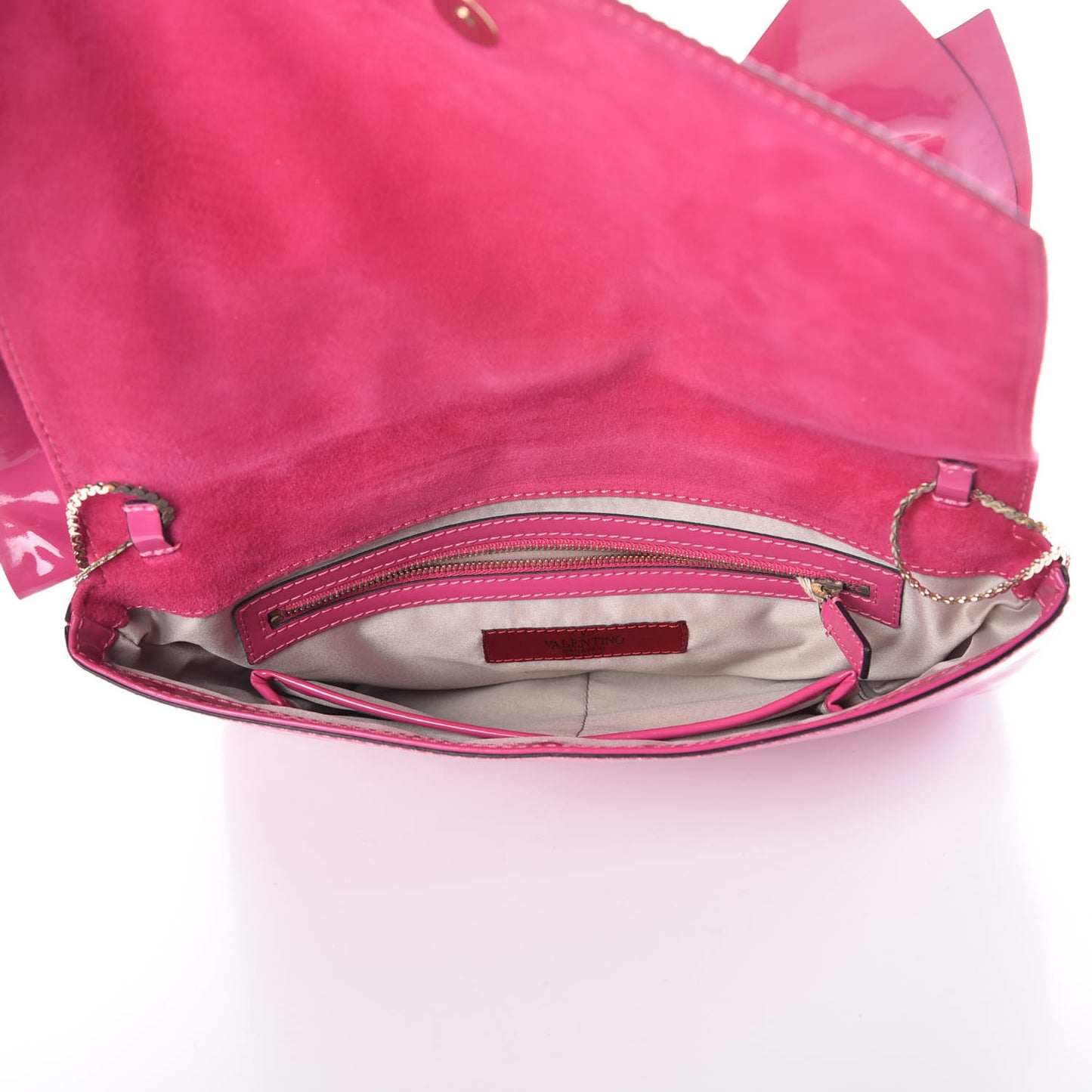 Patent Lacca Bow Clutch Pop Fuxia
