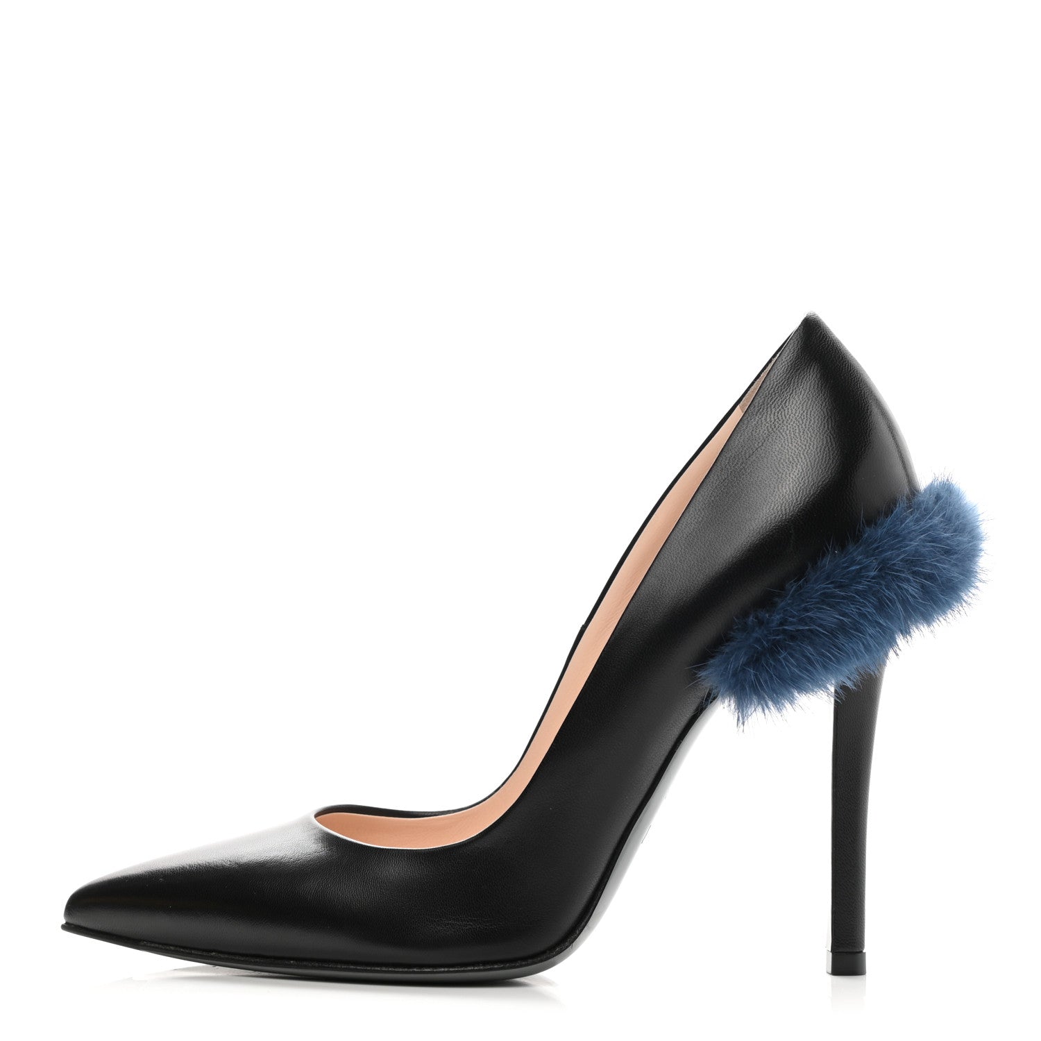 Fendi Calfskin Mink Fur Decollete Pumps 35 Black 1 of 8