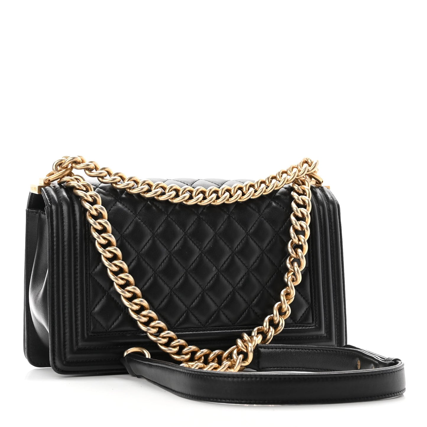 Lambskin Quilted Medium Boy Flap Black