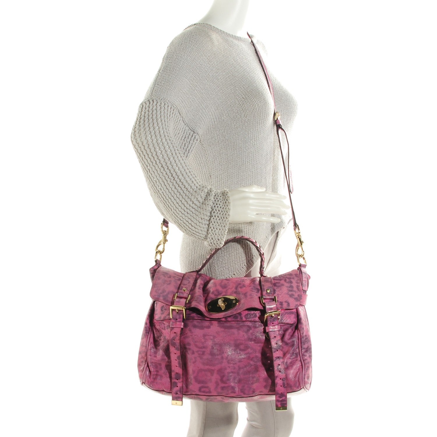 Mulberry Shiny Leopard Oversized Alexa Peony Pink 2 of 9