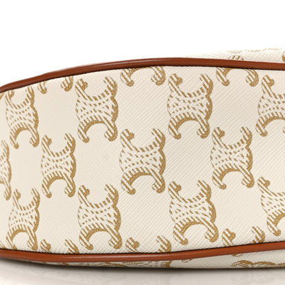 Celine Canvas Calfskin Ava Triomphe Shoulder Bag White 7 of 9